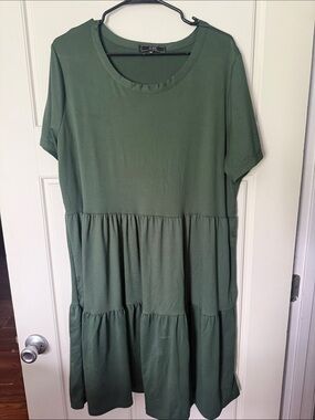 Vibe Olive Green Scoop Neck Dress